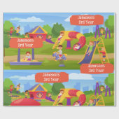 Niedlicher spielerischer Kinderspielplatz zum Gebu Geschenkpapier (Flach)