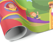 Niedlicher spielerischer Kinderspielplatz zum Gebu Geschenkpapier (Rolleneckpunkt)