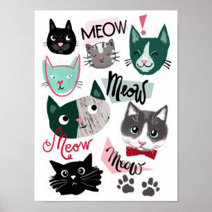 Niedlicher Spielraum Spaß Cat zeigt Kinderposter Poster