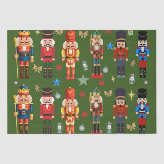 niedlicher Spielzeugsoldat Nutcracker Muster grün Seidenpapier (Vorderseite)