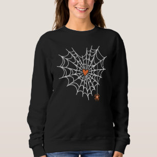 Niedlicher Spinnennetze - Herz Halloween Orange 1 Sweatshirt