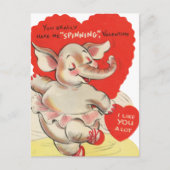 Niedlicher Spinnerelefant Valentine Retro Vintag Feiertagspostkarte (Vorderseite)