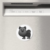 Niedlicher Spitz Cartoon - Schwarz Magnet (In Situ (Geschirrspüler))
