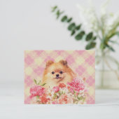 Niedlicher Spitz Deutscher Spitz mit Blume Postkarte (Stehend Vorderseite)