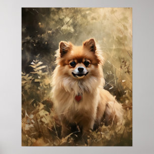Niedlicher Spitz Dog Art Print Poster