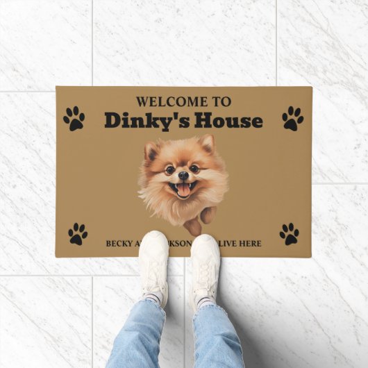 Niedlicher Spitz Dog Foto Fußmatte (Indoor)