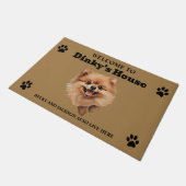 Niedlicher Spitz Dog Foto Fußmatte (Schrägansicht)