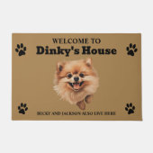Niedlicher Spitz Dog Foto Fußmatte (Vorderseite)