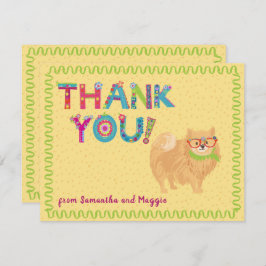 Niedlicher Spitz Dog Fun farbenfrohe Blumenbriefe Dankeskarte