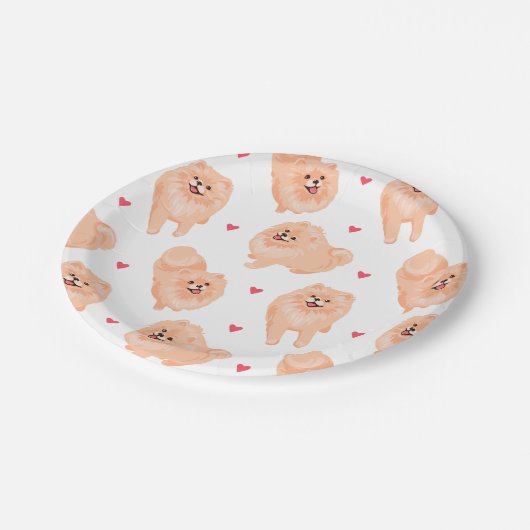 Niedlicher Spitz Dog Party Pappteller (Schrägansicht)