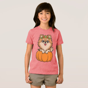Niedlicher Spitz Fall Pumpkin Illustration Tri-Blend Shirt