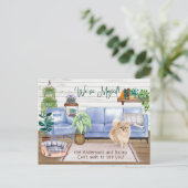 Niedlicher Spitz Gemütlich Neue Zuhause-Bewegung   Ankündigungspostkarte (Stehend Vorderseite)