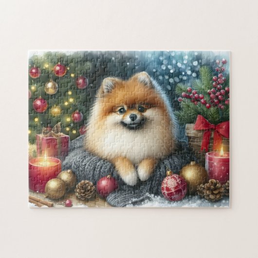 Niedlicher Spitz Gemütliches Ambiente Puzzle (Horizontal)