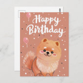 Niedlicher Spitz Happy Birthday Postkarte (Vorne/Hinten)
