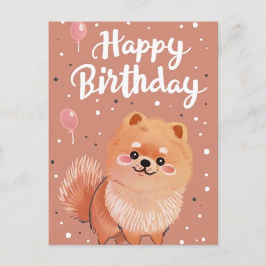Niedlicher Spitz Happy Birthday Postkarte (Vorderseite)