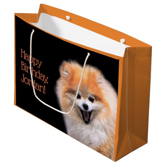 Niedlicher Spitz Hund Große Geschenktüte (Vorderseite Schrägansicht)