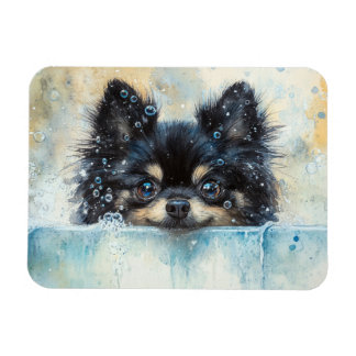 Niedlicher Spitz Hund in der Badewanne flexibel Magnet