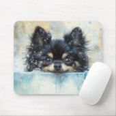 Niedlicher Spitz Hund in der Badewanne Mousepad (Mit Mouse)