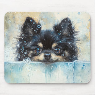 Niedlicher Spitz Hund in der Badewanne Mousepad