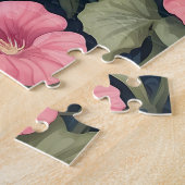 Niedlicher Spitz Hund mit rosa Petunias Puzzle (Seite)