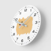 Niedlicher Spitz Hund mit Stunden und Minuten Runde Wanduhr (Winkel)