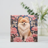 Niedlicher Spitz Hund Rosa Blütenblatt Dankeschön (Stehend Vorderseite)