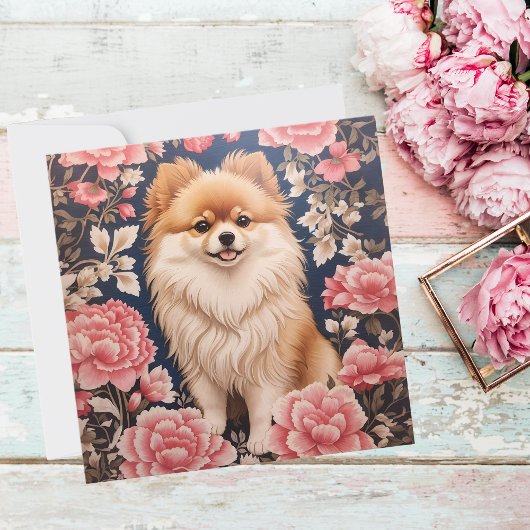 Niedlicher Spitz Hund Rosa Blütenblatt Dankeschön