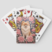 Niedlicher Spitz Hund rosa Blütenblättrig Spielkarten (Rückseite)