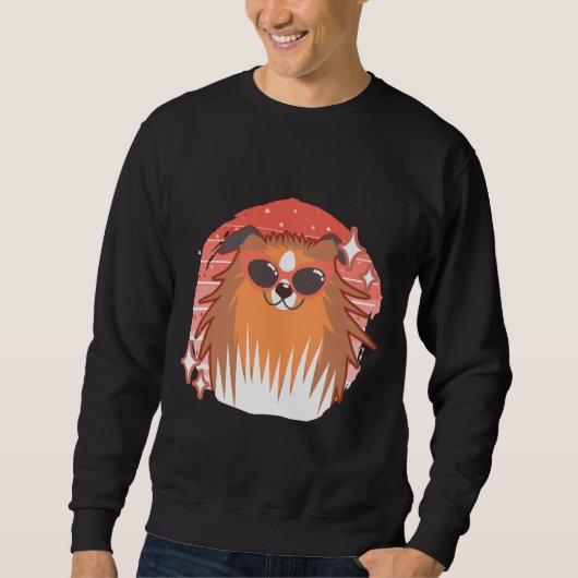 Niedlicher Spitz Hunde mit Sonnenbrille Sweatshirt (Vorderseite)