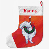 Niedlicher Spitz in der Weihnachtsmannmütze auf Ro Großer Weihnachtsstrumpf (Rückseite)