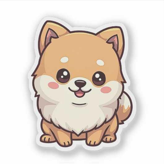 Niedlicher Spitz, Kawaii-Stil, klein Aufkleber (Vorderseite)