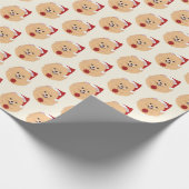 Niedlicher Spitz mit Weihnachtsmannmütze Muster We Geschenkpapier (Ecke)