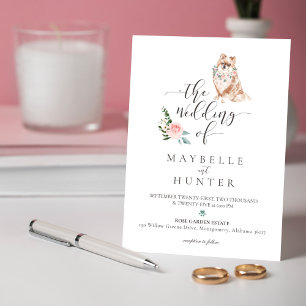 Niedlicher Spitz Pet & Floral Pink Rose Einladung