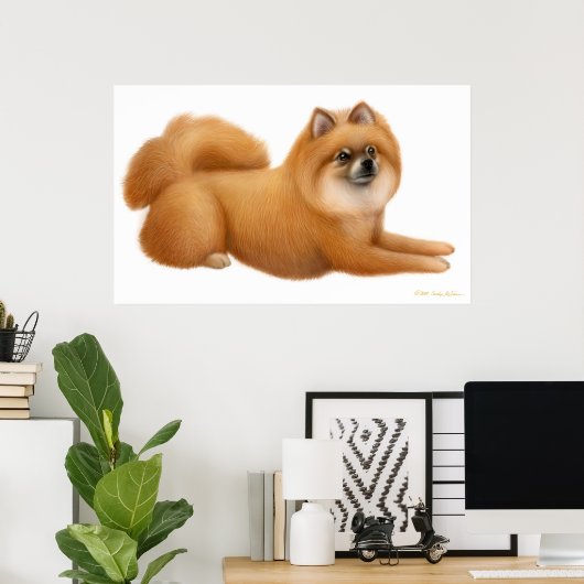 Niedlicher Spitz Puppy Print Poster (Heimbüro)