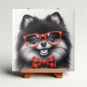 Niedlicher Spitz Roter Nerd Brille Fliese