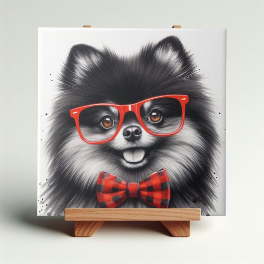 Niedlicher Spitz Roter Nerd Brille Fliese