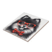 Niedlicher Spitz Roter Nerd Brille Fliese (Seite)