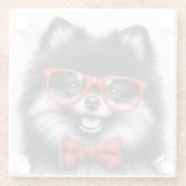 Niedlicher Spitz Roter Nerd Brille Glasuntersetzer (Rückseite)