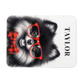Niedlicher Spitz Roter Nerd Brille Individuelle Na Magnet (Horizontal)