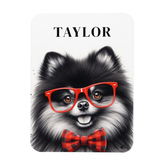 Niedlicher Spitz Roter Nerd Brille Individuelle Na Magnet (Vertikal)