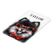 Niedlicher Spitz Roter Nerd Brille Individuelle Na Magnet (Linke Seite)
