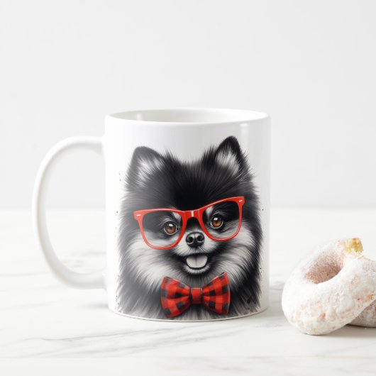 Niedlicher Spitz Roter Nerd Brille Kaffeetasse (Mit Donut)
