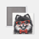 Niedlicher Spitz Roter Nerd Brille Magnet (Vorderseite/Rückseite)