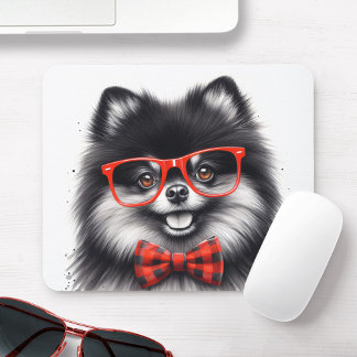 Niedlicher Spitz Roter Nerd Brille Mousepad