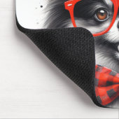 Niedlicher Spitz Roter Nerd Brille Mousepad (Ecke)