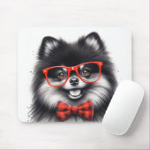 Niedlicher Spitz Roter Nerd Brille Mousepad (Mit Mouse)