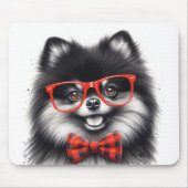 Niedlicher Spitz Roter Nerd Brille Mousepad (Vorne)
