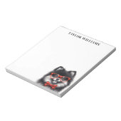 Niedlicher Spitz Roter Nerd Brillen Name Notizblock (Rotiert)