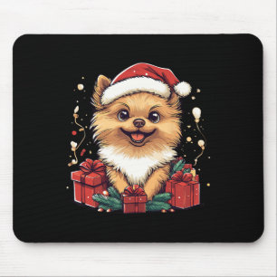 Niedlicher Spitz Weihnachtsmannmütze Funny Christm Mousepad
