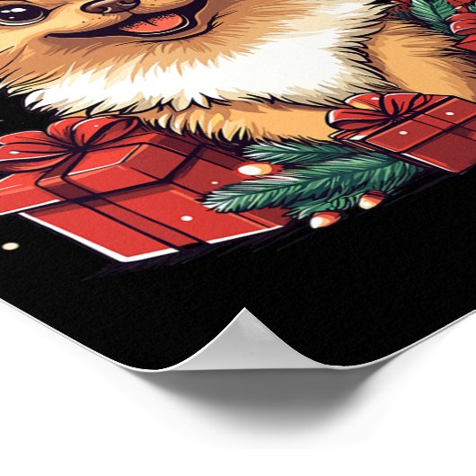 Niedlicher Spitz Weihnachtsmannmütze Funny Christm Poster